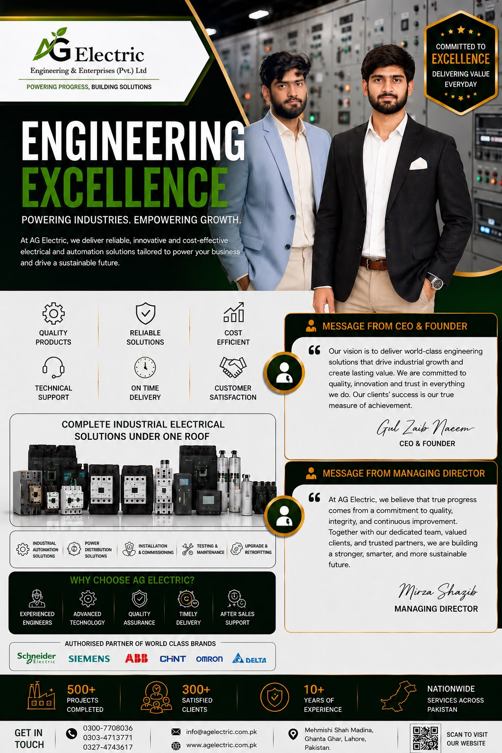 AG Electric Engineering Excellence with messages from CEO and Managing Director